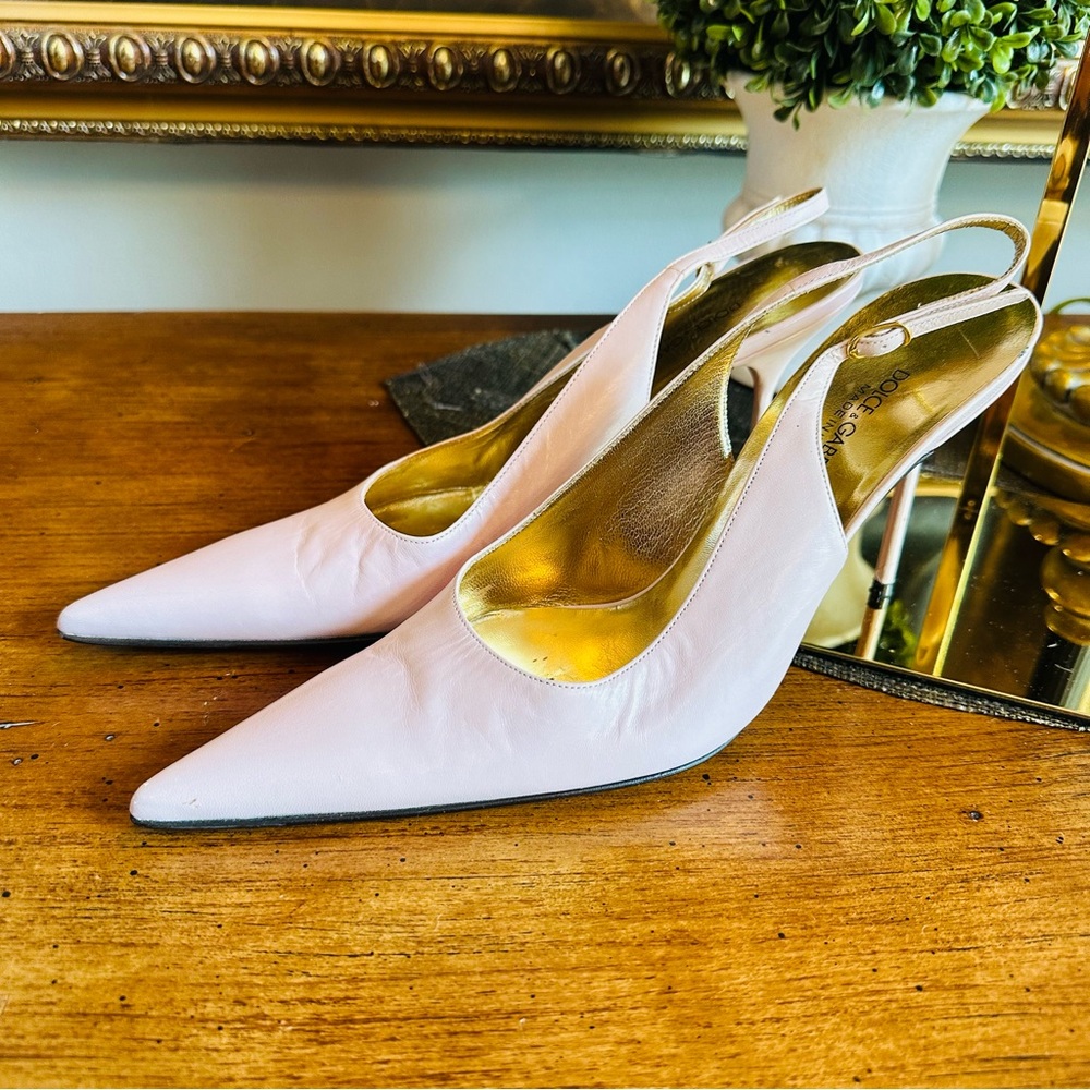 Dolce & Gabbana Pink Calfskin Slingback Stilettos Size 39.5 Italy - Picture 5 of 13